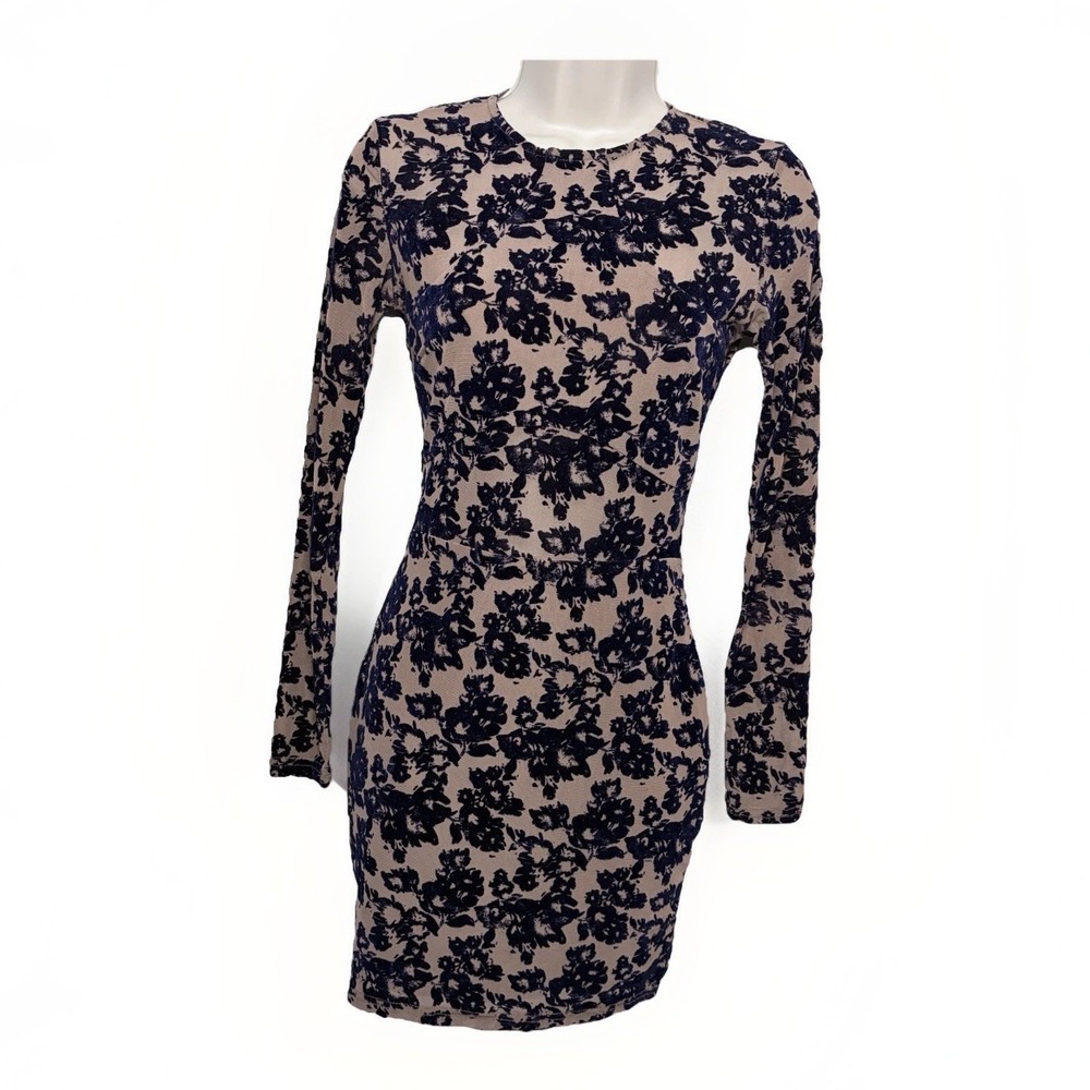 Velvet Burnout Whimsigoth Floral Fairy Dress Navy Blue Windsor Sz small Zip Prom